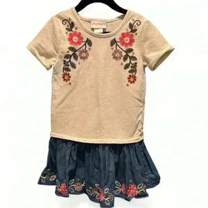Flapadoodles - Girls sweatshirt/denim floral dress- size 6